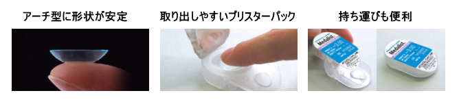 扱いやすいレンズ形状と容器